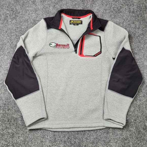 Klim Yukon Fleece 1/4 Zip Pullover Sweatshirt Mens Small Gray Knit Pocket - Picture 1 of 9